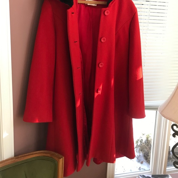 Vintage Red Wool Coat - Picture 4 of 8